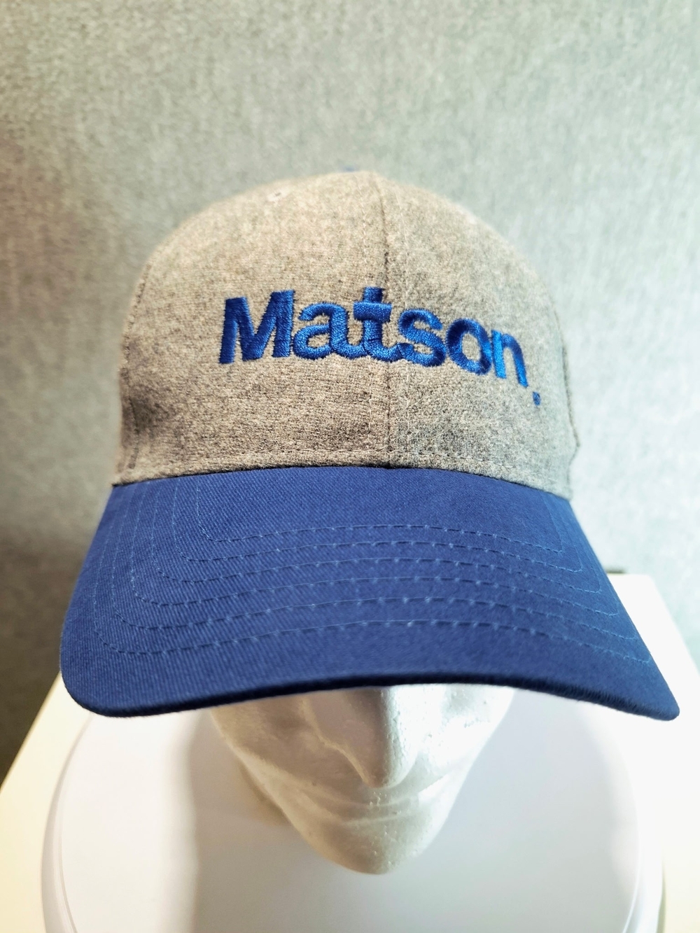 Matson   Embroidered Two-Tone Gray and Blue Baseball Cap